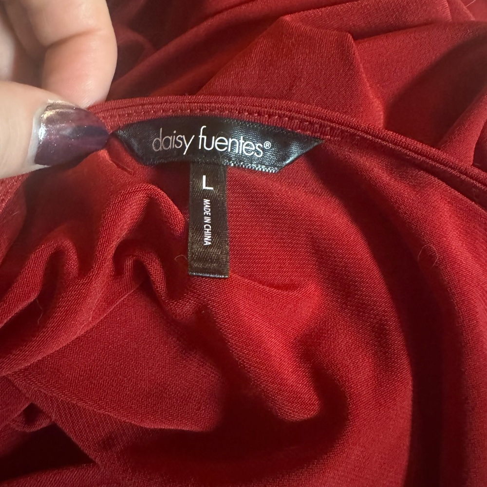 Daisy Fuentes Red V-Neck Long Sleeve Sheath Dress - Picture 7 of 7